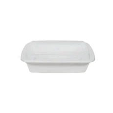 28oz Rectangle Plastic Container Combo – Value+, White, Case - Case [150 Sets]
