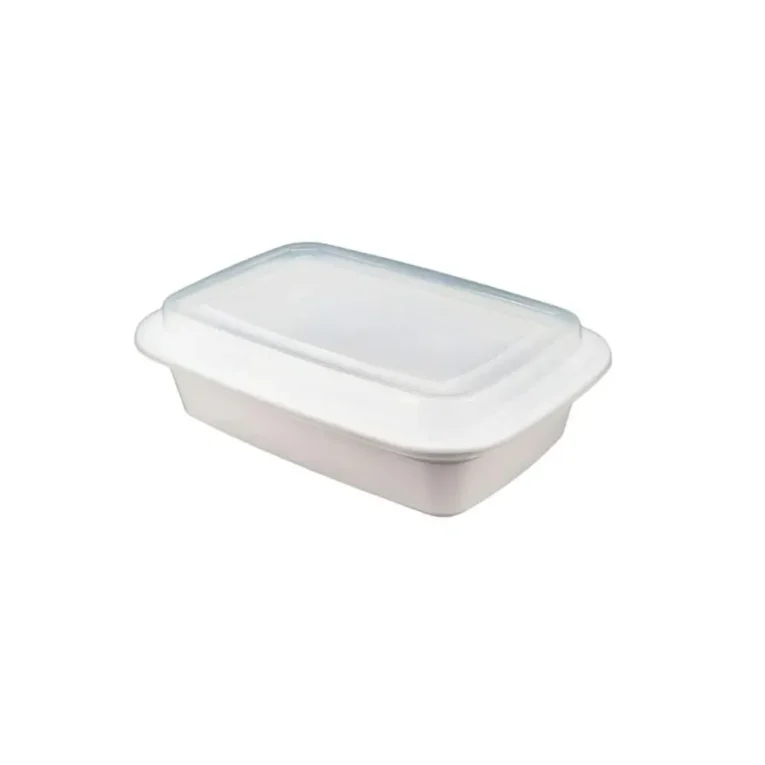 Rectangular T32 White Heavy Duty Container & Clear Lid Combo 32oz 1