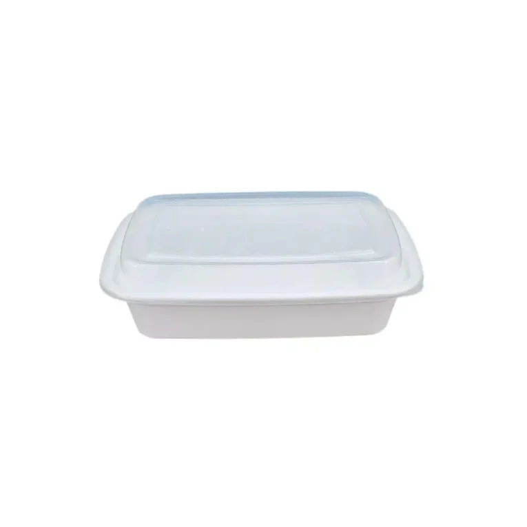 Rectangular T38 White Heavy Duty Container & Clear Lid Combo 38oz 1