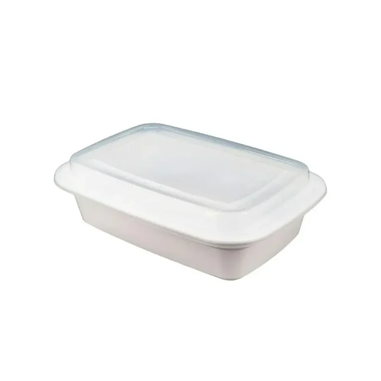 Rectangular T38 White Heavy Duty Container & Clear Lid Combo 38oz 2