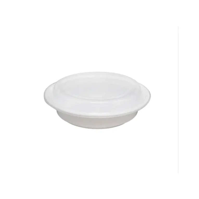 Round RC39 White 8″ Heavy Duty Container & Clear Lid Combo 39oz 1