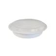 Round RC48 White 9″ Heavy Duty Container & Clear Lid Combo 48oz 1