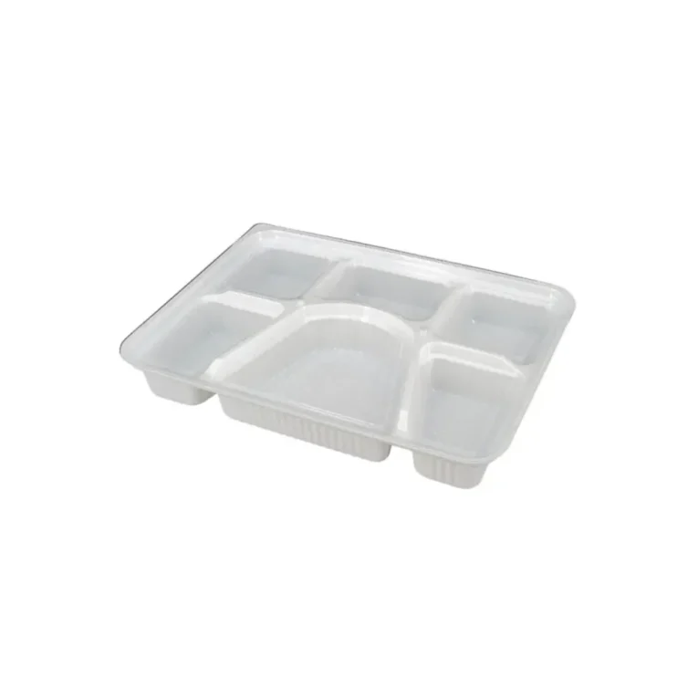 White Plastic 6-Compartment Thali Serving Tray – 2