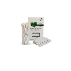 8" White Paper Bubbletea Straw Individually Wrapped - Sharp End 12mm - 100 Pack