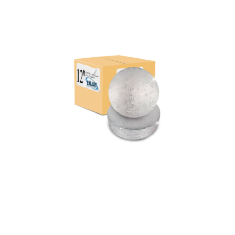 12" x 1/2" Cake Board Round Silver - Enjay, Case
