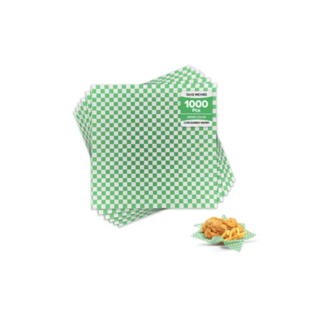 12" x 12" Checkered Grease Resistant Sandwich Paper - Green