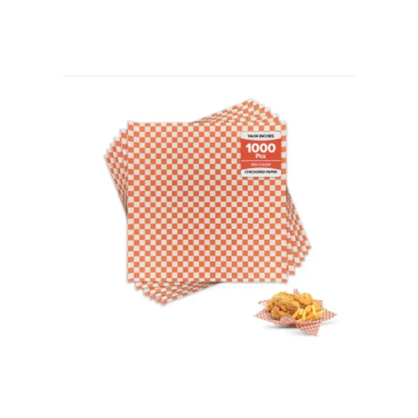 14" x 14" Checkered Grease Resistant Sandwich Paper - Red