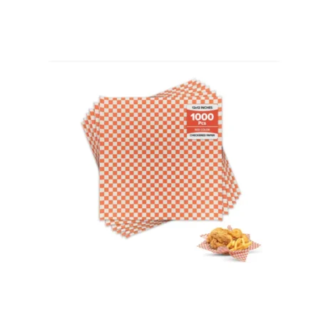 12" x 12" Checkered Grease Resistant Sandwich Paper - Red