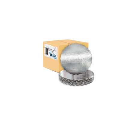 Excellent/Enjay 10″ Scallop Sheet Round Silver – 0.45″ Thick, Case