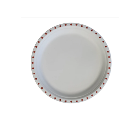 10" Round Bagasse Plates - Printed, Eco-Craze, 50 Pack