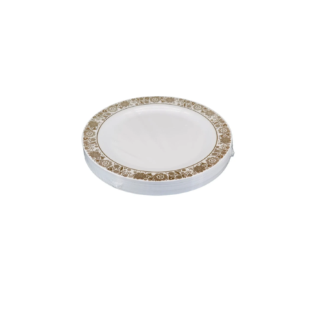 10" Round Hot Stamping Plate - White/Gold, Case