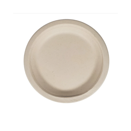 7" Round Bagasse Plates - Natural/Earth, Eco-Craze, 50 Pack