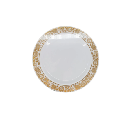 9" Round Hot Stamping Plate - White/Gold, Case