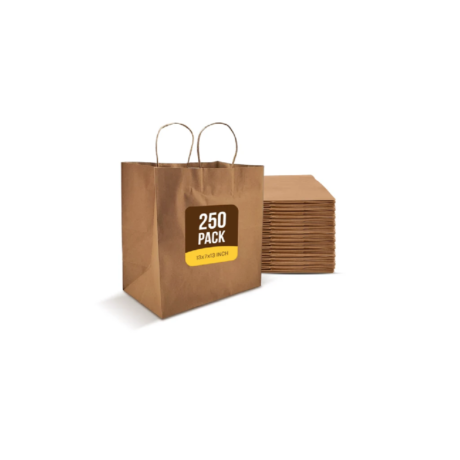 13" x 7" x 13" Self Adhesive Paper Bags With Twist Handles - Delta Prime, Kraft, Case