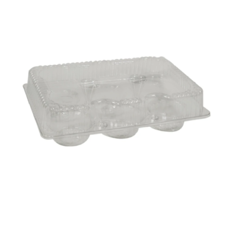 Vespa 6 Large Muffin Container - 10.625" x 7.2" x 2.875", PET, Case