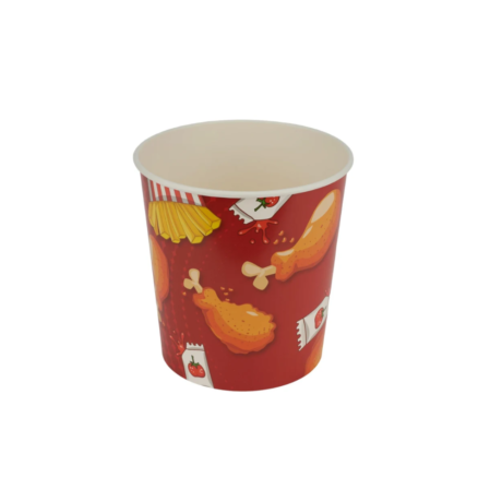 Chicken Round Paper Bucket W/Lid - 130oz, Large, Eco-Craze, Case