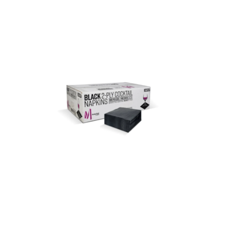2 Ply Black Cocktail Napkins 1/4 Fold - Case