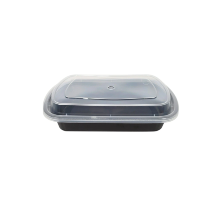 24oz Rectangle Black Plastic Container Combo – Maple, Case