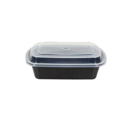 28oz Rectangle Black Plastic Container Combo – Maple, Case