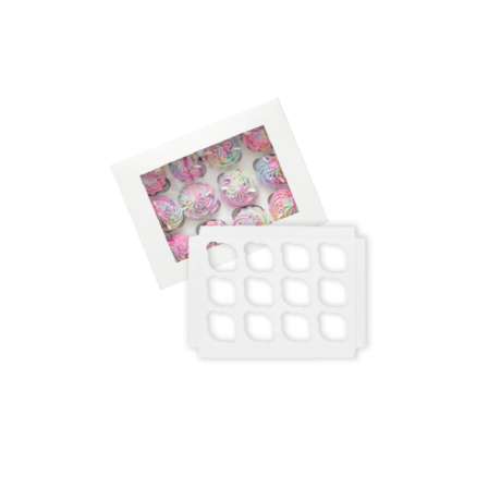 Cupcake Insert for 12 Cupcake Box W/Window – White, 14″ x 10″ x 4″, EB, Case
